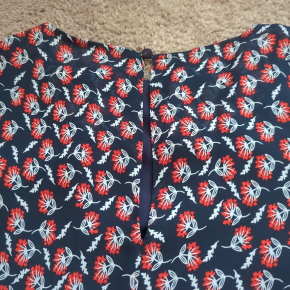 NWT Anthropolgie Floral Stellar Midi Dress Navy Red Size 4 - Picture 7 of 9
